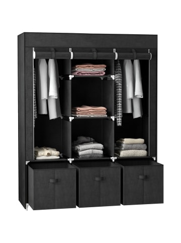 HOMCOM Stoffschrank in Schwarz 125L x 43B x 162,5H cm