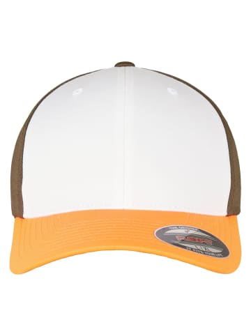Flexfit Flexfit Unisex 3-Tone Flexfit in neonorange/white/olive