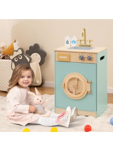 COSTWAY Kinder Waschmaschine Holz in Blau