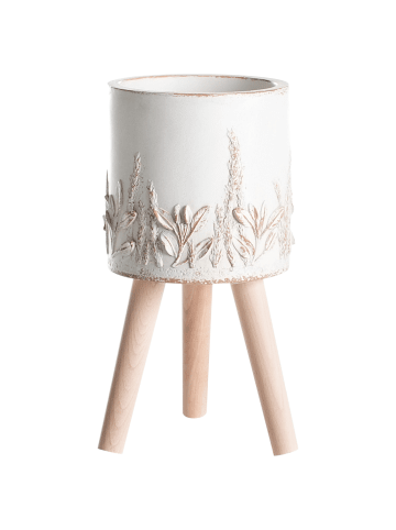 Beliani Outdoor Blumentopf PREWEZA in Weiß/Beige - (W) 23 x (H) 43 x (L) 23 cm
