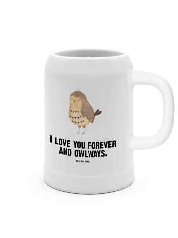 Mr. & Mrs. Panda Krug Eule Zufrieden mit Spruch in Weiß