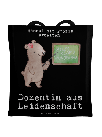 Mr. & Mrs. Panda Tragetasche Dozentin Leidenschaft mit Spruch in Schwarz