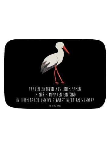 Mr. & Mrs. Panda Duschvorleger Storch mit Spruch in Schwarz