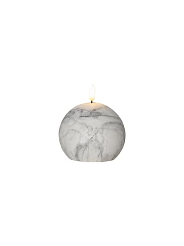 STAR Trading Beton-Kerze ,Flamme Marble' in Marmor-Optik, Batterie + Timer, kugelfö