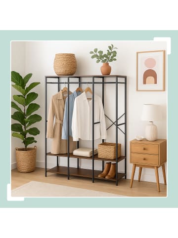relaxdays Garderobe in Schwarz/ Braun - (B)141 x (H)180 x (T)40 cm