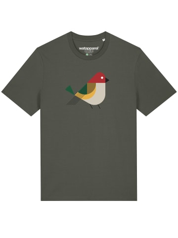 wat? Apparel T-Shirt Vogel in Khaki
