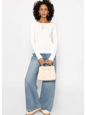 SASSYCLASSY Pointelle Langarmshirt in Weiß