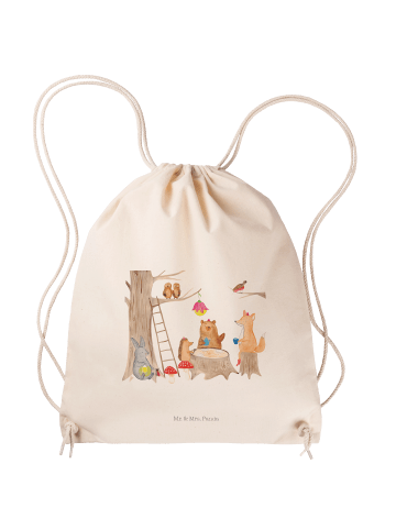 Mr. & Mrs. Panda Beutel Rucksack Waldtiere Picknick mit Spruch in Creme