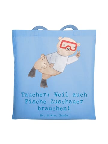 Mr. & Mrs. Panda Tragetasche Tauchen Zuschauer mit Spruch in Sky Blue