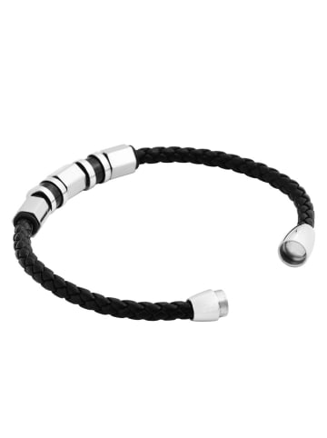 Adeliás Unisex Armband aus Leder 22 cm in schwarz