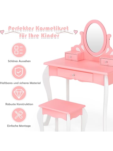 COSTWAY Schminktisch mit Hocker in Rosa