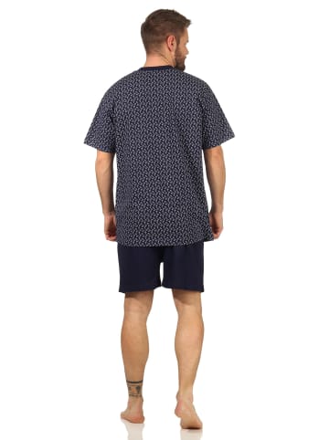 NORMANN Schlafanzug kurzarm Shorty Pyjama in navy