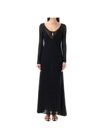 Schwarz Metallic Faser Casual Kleid