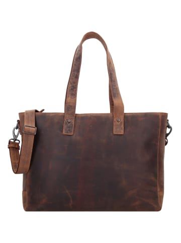 Plevier Shopper Tasche Leder 41 cm Laptopfach in dunkelbraun