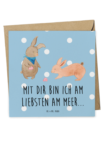 Mr. & Mrs. Panda Deluxe Karte Hasen Muschel mit Spruch in Blau Pastell