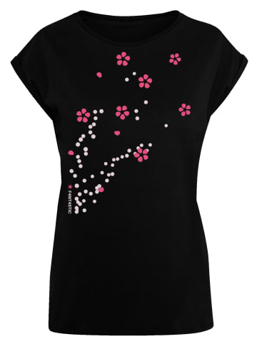 F4NT4STIC Extended Shoulder T-Shirt Blumen Ranke in schwarz