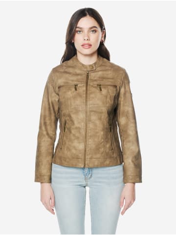 KOROSHI Damenjacke mit nubukleder-effekt in braun