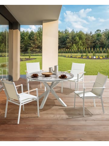 Beliani 4er-Set Esszimmerstuhl BUSSETO in Weiß/Braun