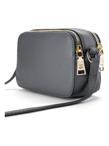 Lazarotti Bologna Leather Umhängetasche Leder Double-Zip 18 cm in grey