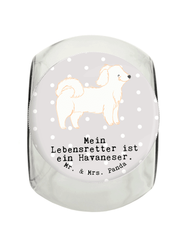 Mr. & Mrs. Panda Leckerli Glas Havaneser Lebensretter mit Spruch in Grau Pastell