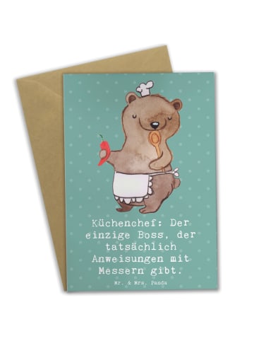 Mr. & Mrs. Panda Glückwunschkarte Koch Anleitung mit Spruch in Meeresbrise