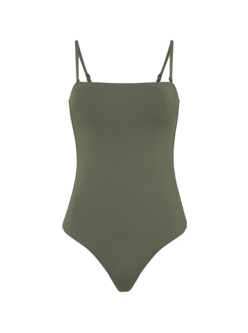 Sea Level Essentials High Leg Bandeau One Piece in KHAKI