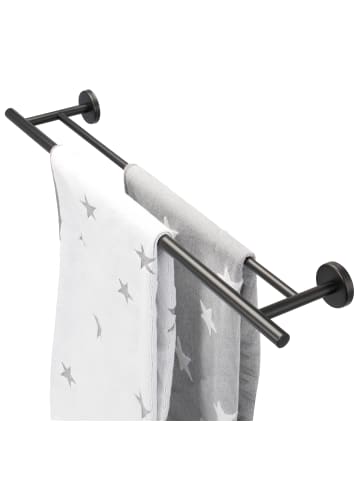 bremermann Bad-Serie PIAZZA BLACK - Badetuchstange ca. 70 x 6 x 14 cm (B/H/T)