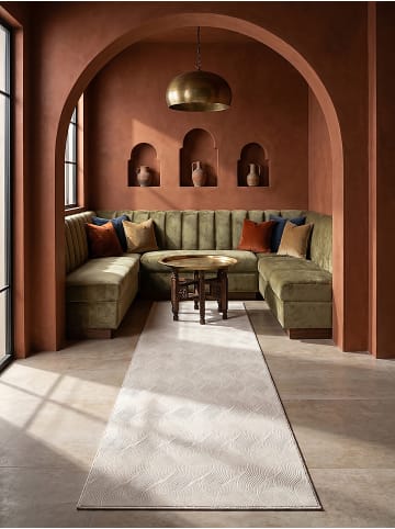KADIMA DESIGN Teppichläufer Geometrisch Antirutsch pflegeleicht Wohnzimmer Flur in Creme