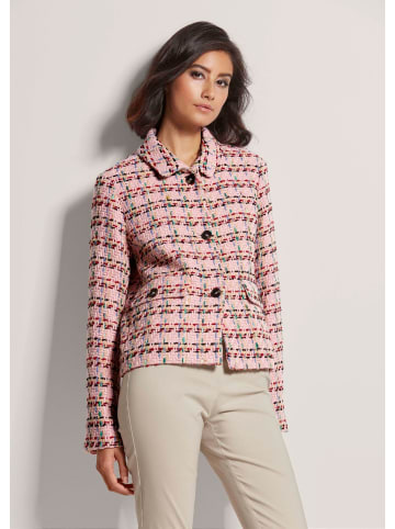 MADELEINE Kurzer Strukturblazer mit Hemdkragen in puderrosé / multicolor