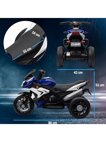 HOMCOM Kinder Elektromotorrad in Blau 86L x 42B x 52H cm