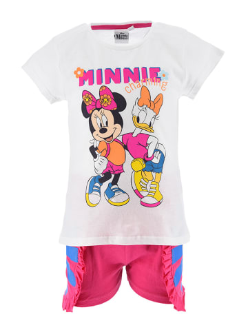 Disney Minnie Mouse 2tlg. Outfit: Sommer-Set T-Shirt und Shorts in Weiß