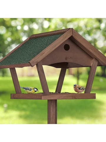 relaxdays Vogelfutterhaus in Braun/ Grün - (B)70 x (H)139 x (T)60 cm