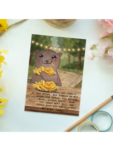 Mr. & Mrs. Panda Postkarte Bär Pommes verliebt Design mit Spruch in Weiß