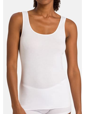 Hanro Unterhemd / Top Cotton Seamless in Weiß / schwarz