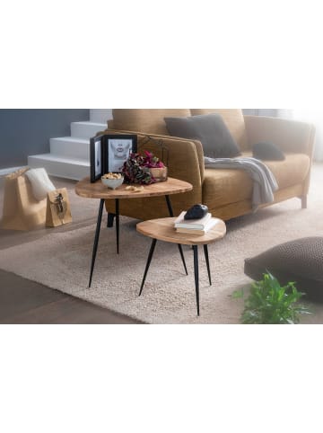 KADIMA DESIGN 2er Set Satztisch Massivholz / Metall Couchtisch Klein