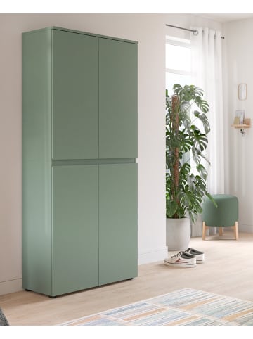 Inn.Furn Mehrzweckschrank grün 70 x 175 cm, Stauraumschrank 4-türig mit 9 Fächern