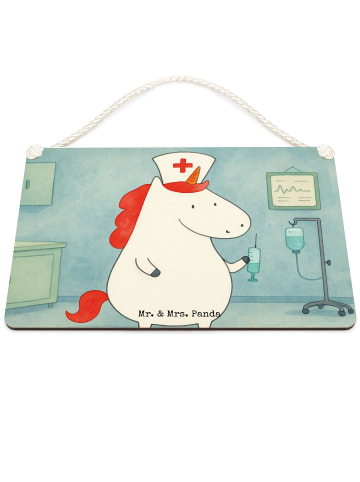 Mr. & Mrs. Panda Schild Einhorn Krankenschwester Design ohne Spruch in Weiß