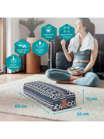 DoYourFitness Yoga-Bolster Paravati gefüllt Dinkelspelz blau/weiß eckig Style 1 Blau