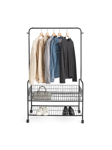 relaxdays Kleiderständer in Schwarz - (B)90 x (H)165 x (T)30 cm