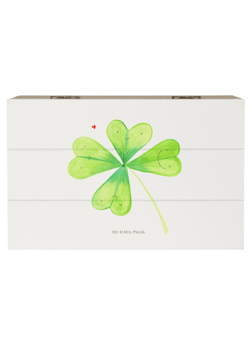 Mr. & Mrs. Panda Box aus Holz Blume Kleeblatt ohne Spruch in Weiß