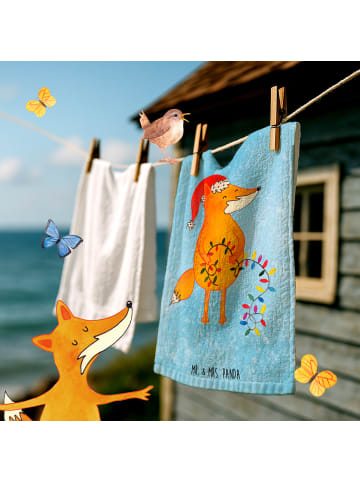 Mr. & Mrs. Panda Handtuch Fuchs Weihnachten ohne Spruch in Eisblau