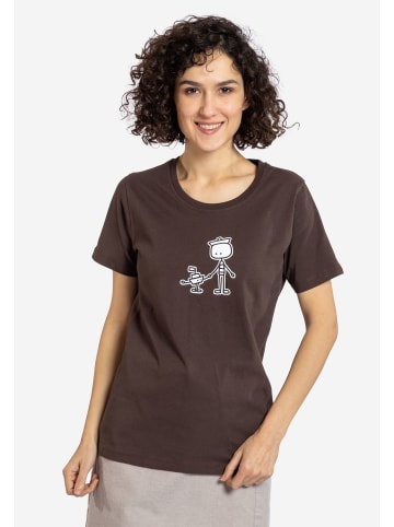 elkline T-Shirt Hand in Hand in chocolate