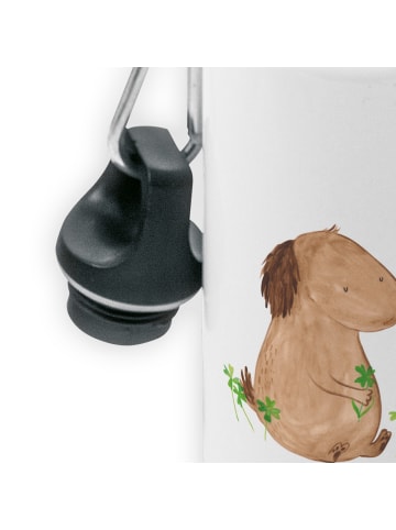 Mr. & Mrs. Panda Aluminiumflasche Hund Kleeblatt ohne Spruch in Weiß