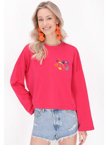 IZIA Women Sweatshirt in fuchsia