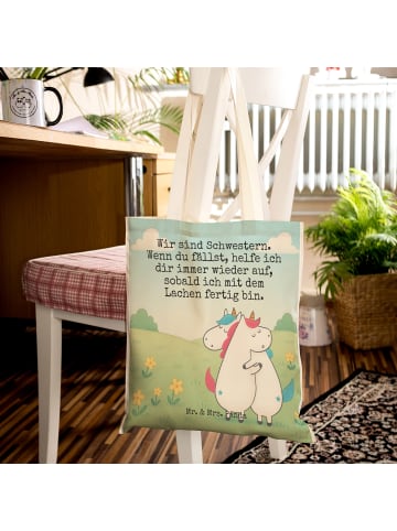 Mr. & Mrs. Panda Tasche Einhörner Umarmen Design mit Spruch in Weiß