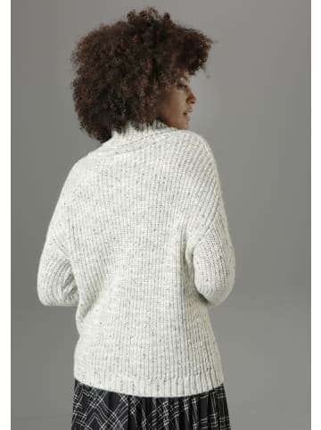 Aniston CASUAL Rollkragenpullover in wollweiß-hellgrau-meliert