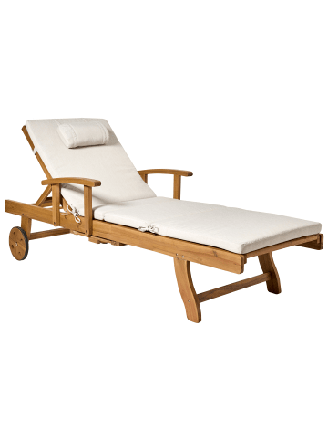 Beliani Gartenliege JAVA PREMIUM in Braun/Beige - (W) 64 x (H) 35 x (L) 196 cm