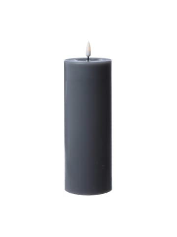 Deluxe Homeart LED Kerze Mia Echtwachs flackernd H: 20cm D: 7,5cm in grau