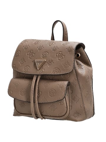 Guess Cresidia II SML - Rucksack (black logo) in dark taupe logo