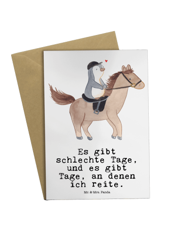 Mr. & Mrs. Panda Beileidskarte Pferd Reiten mit Spruch in Weiß